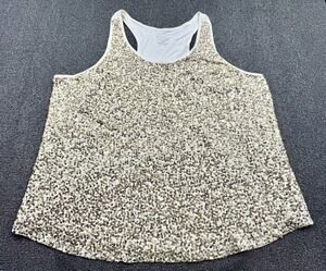 Lane Bryant Women's Beige & Gold Scoop-Neck Sequin Knit Tank Plus Size 26/28